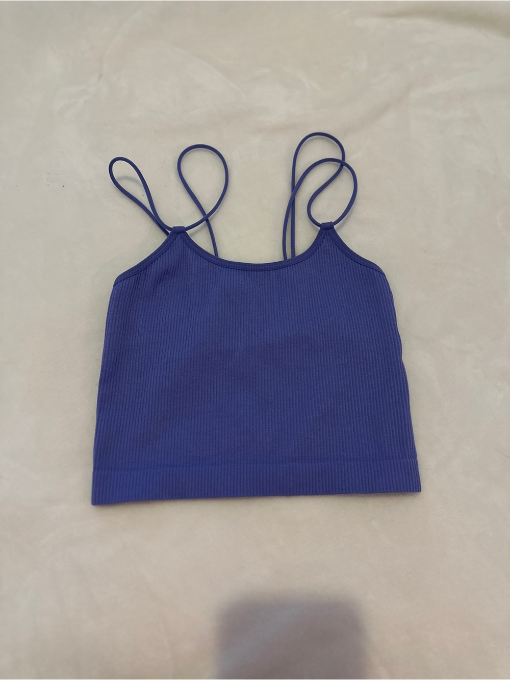 Colsie Purple/Blue Ribbed Double-Strap Crop Camisole